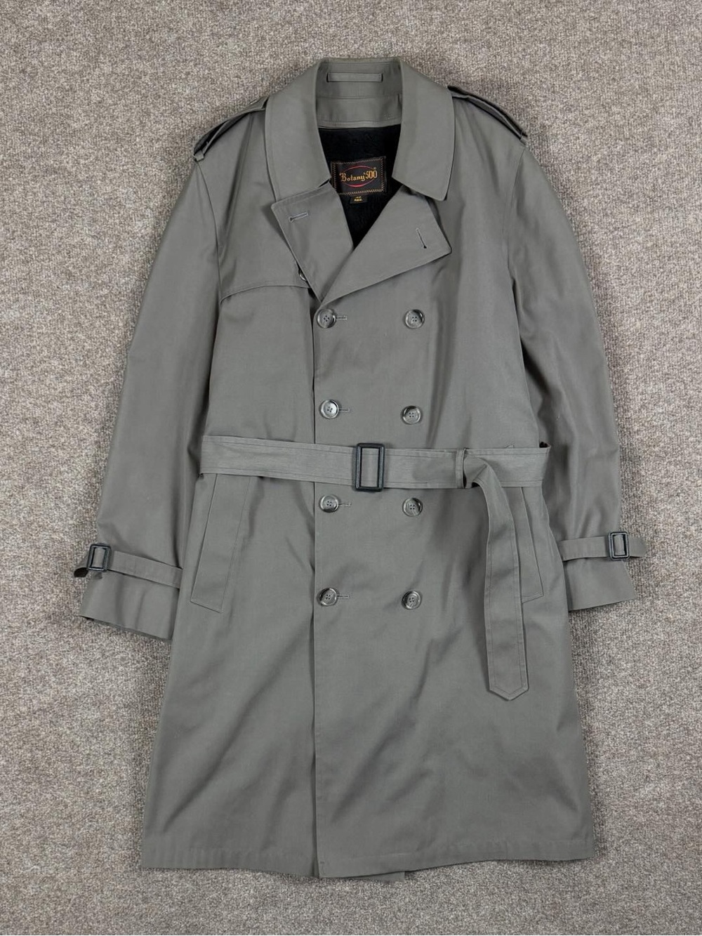 Botany 500 Grey Double Breasted Belted Trench Coat Removable Fur Lining Men’s 40